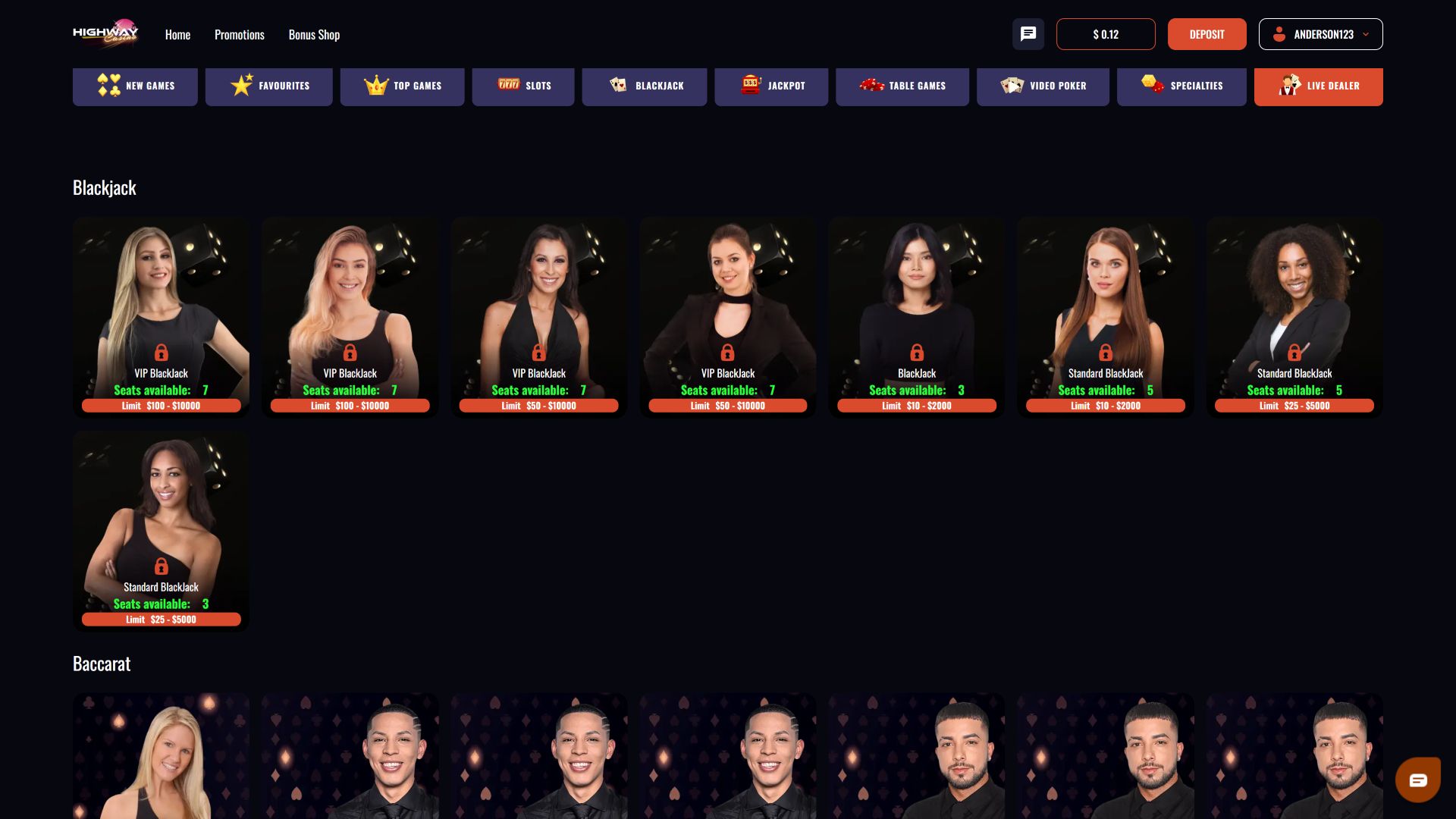 Highway Casino Desktop Image Live Dealer
