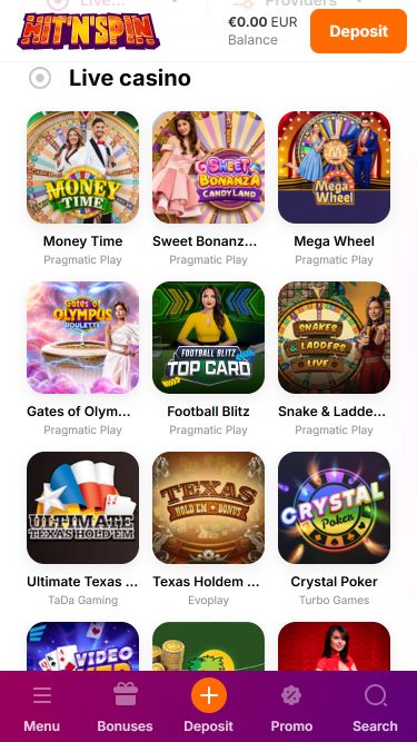 Hitnspin Casino Mobile Image Live Dealer