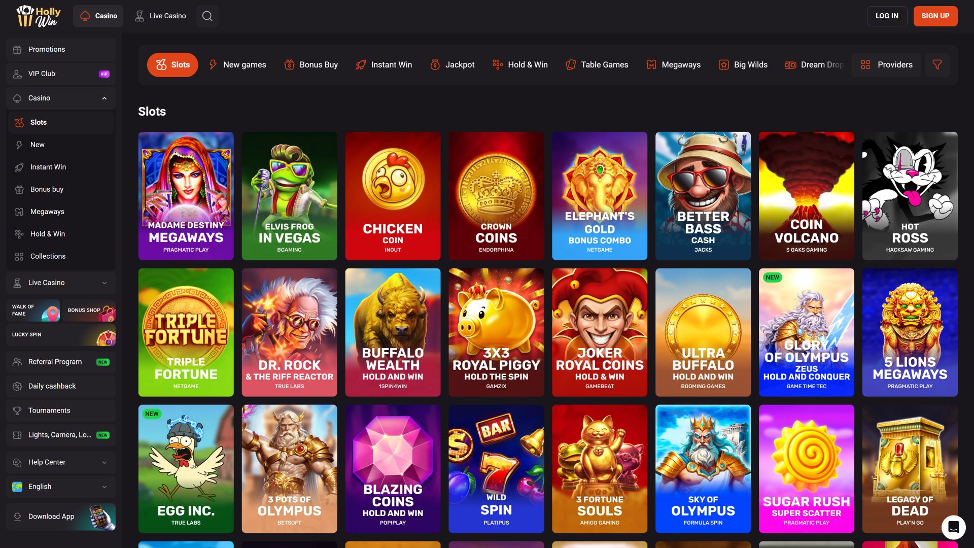 Hollywin Casino Desktop Games
