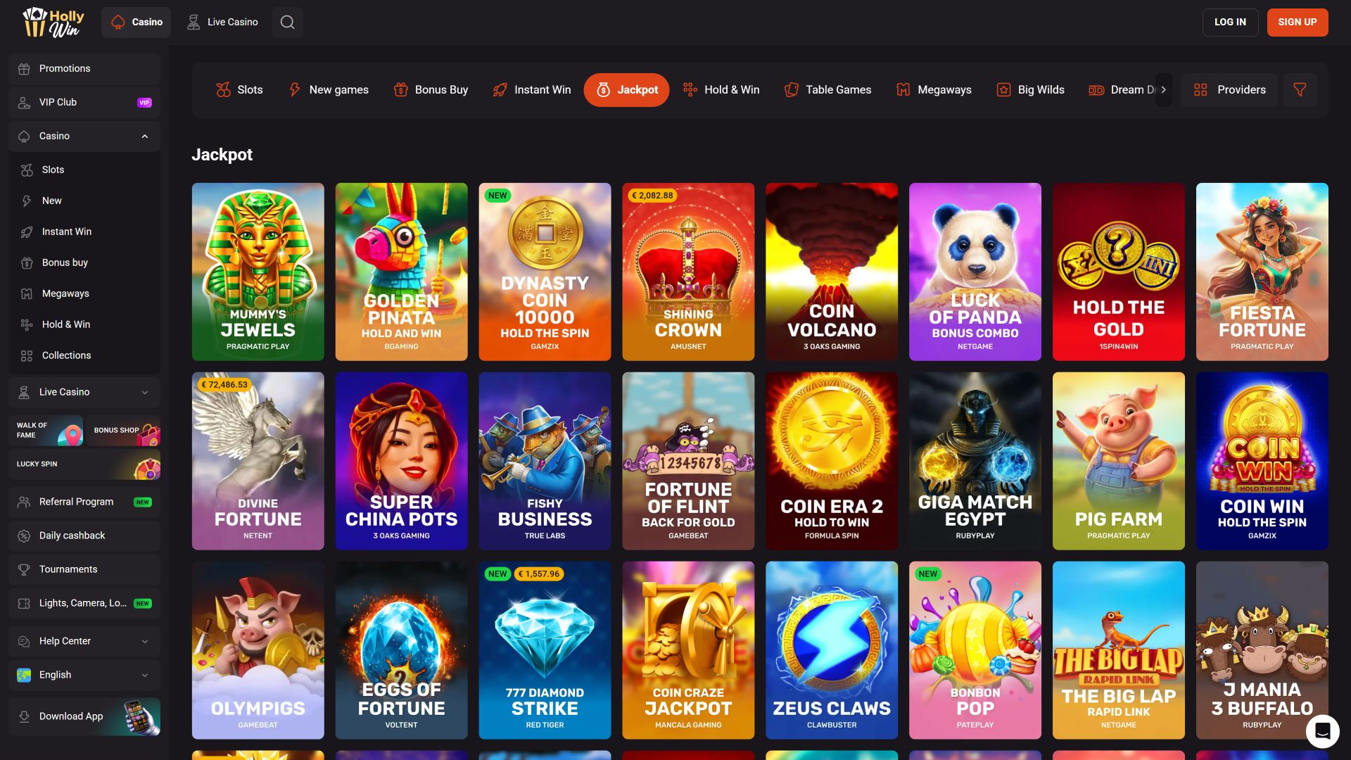 Hollywin Casino Desktop Jackpot