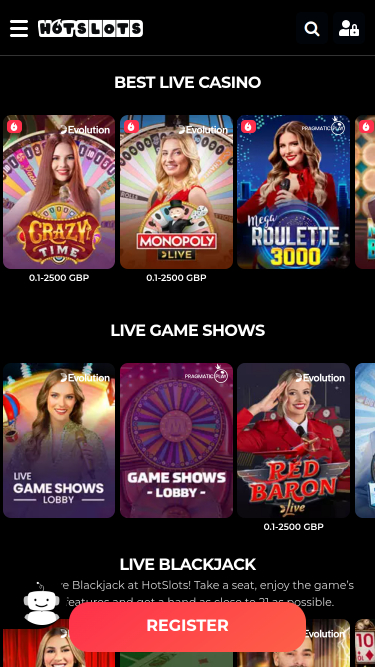 Hotslots Casino Mobile Live Dealer