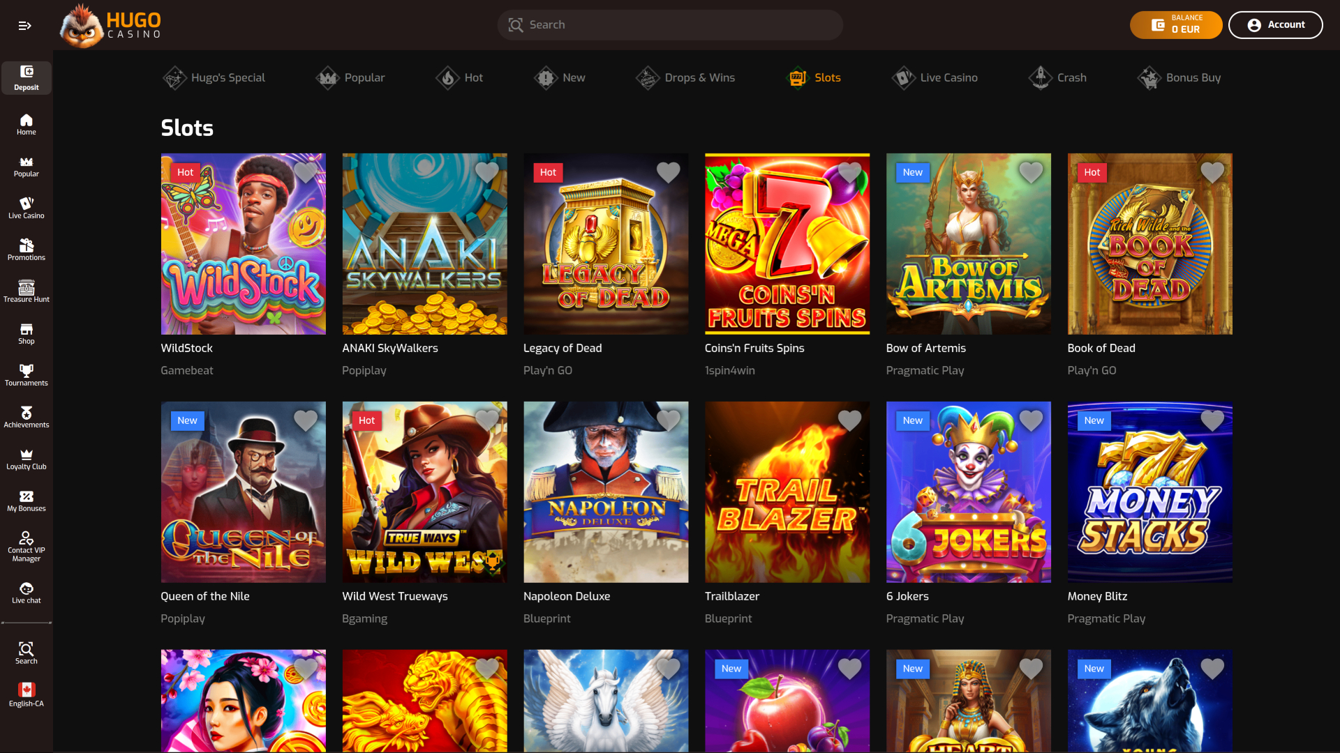 Hugo Casino Desktop Games
