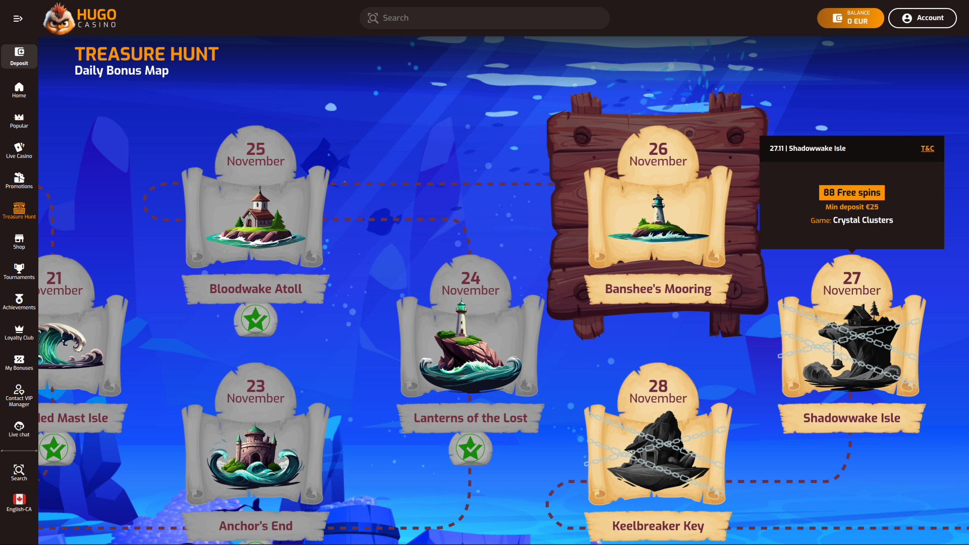 Hugo Casino Desktop Treasure Hunt