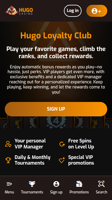 Hugo Casino Mobile VIP Program