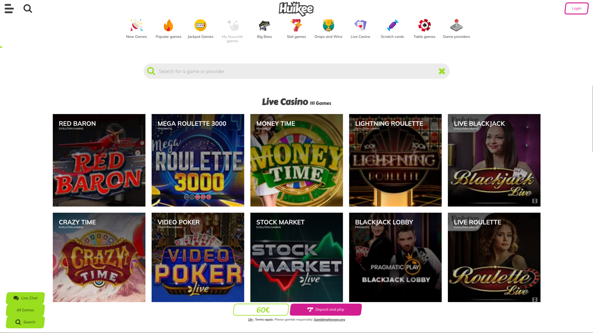 Huikee Casino Desktop Live Dealer