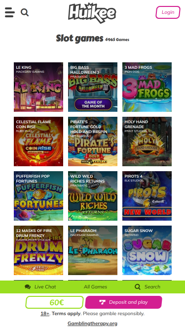 Huikee Casino Mobile Games