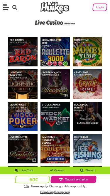 Huikee Casino Mobile Live Dealer