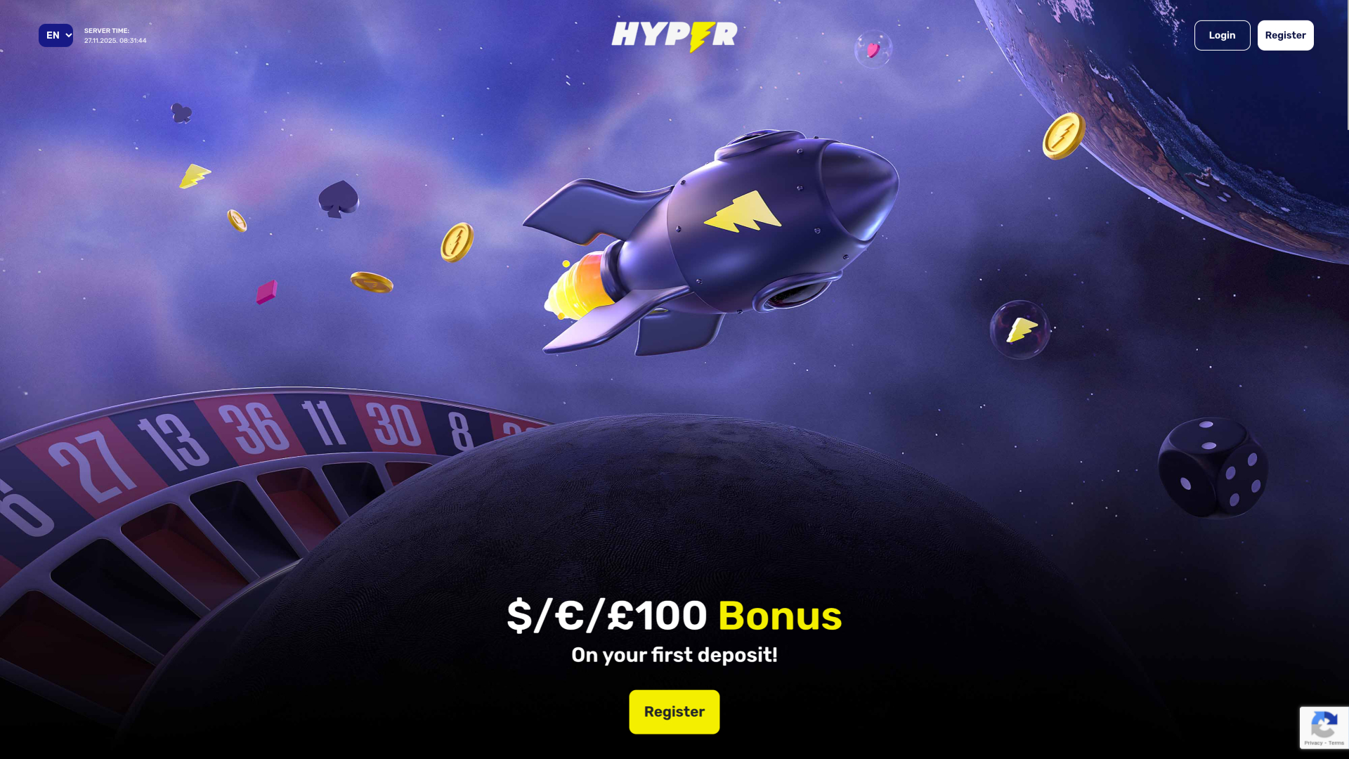 Hyper Casino Desktop Homepage