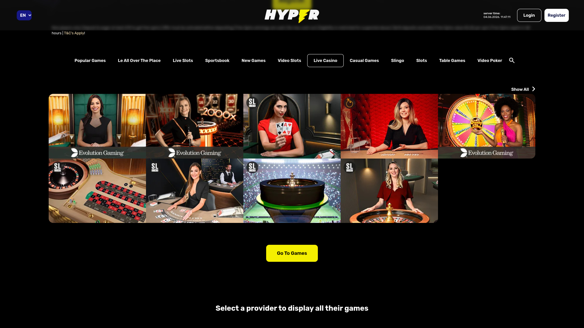 Hyper Casino Desktop Live Dealer