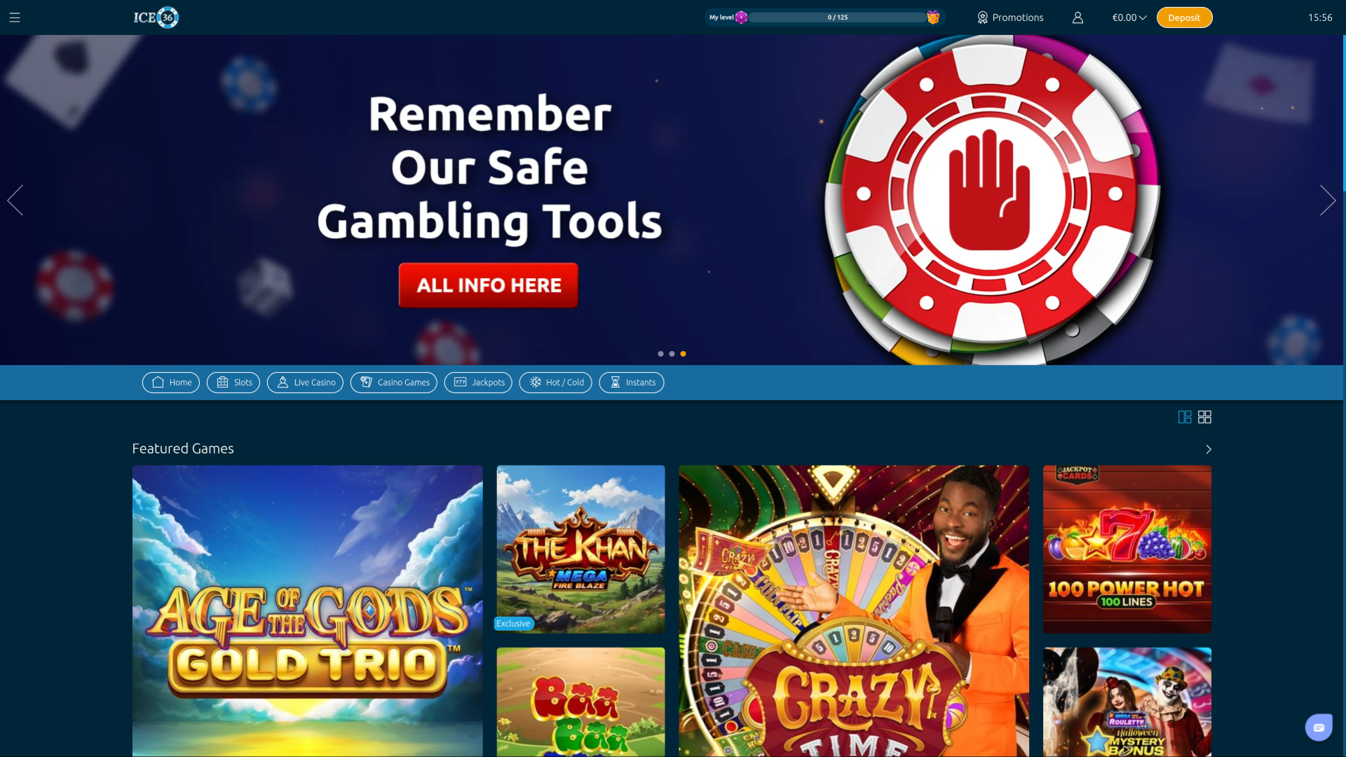Ice36 Casino Desktop-Startseite