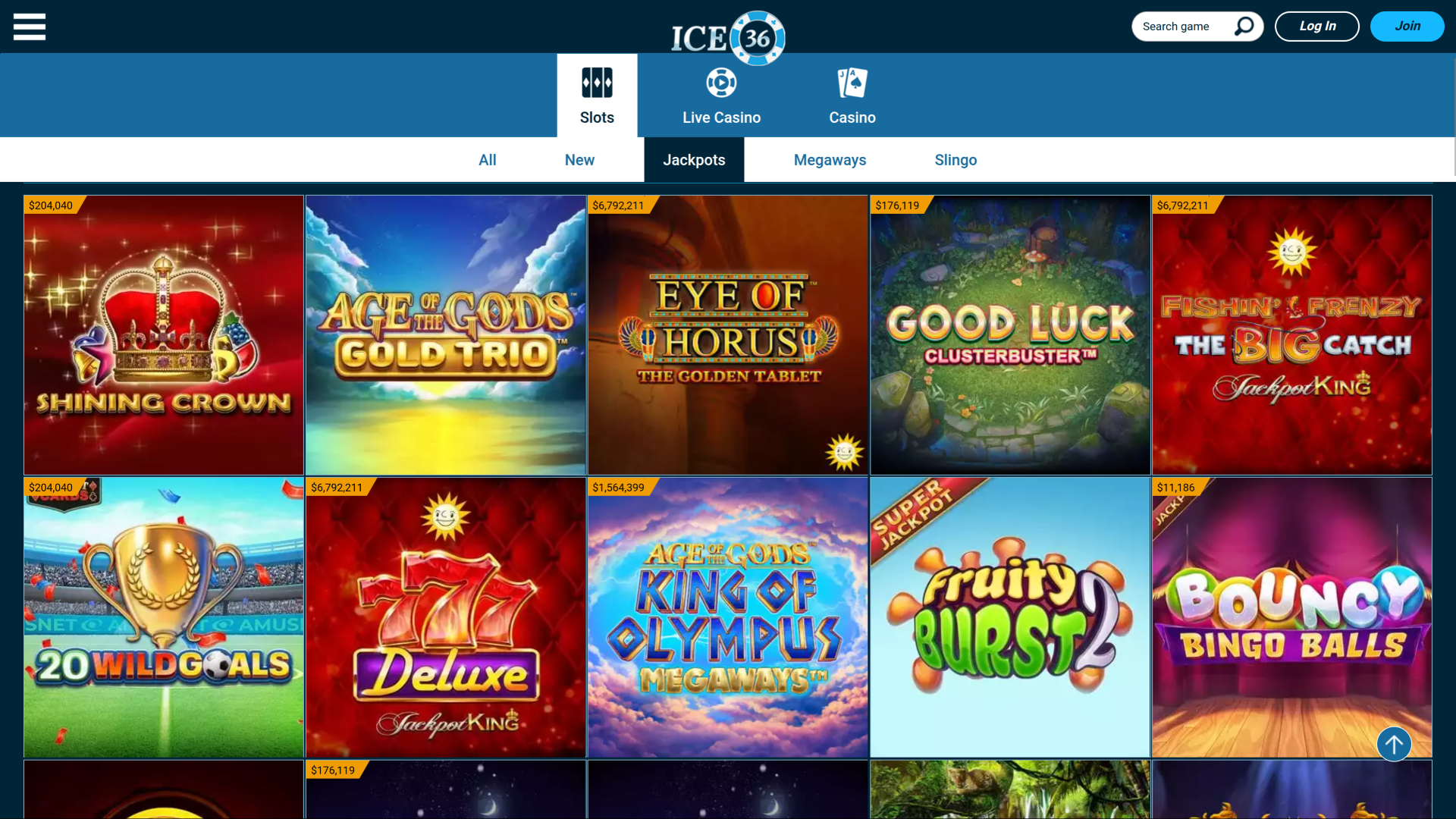 Ice36 Casino Desktop Jackpot