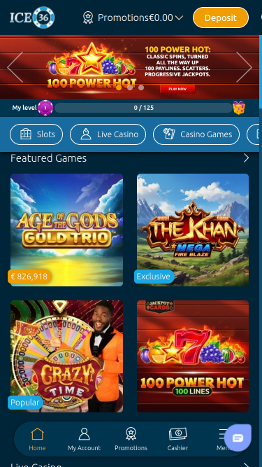 Ice36 Casino Desktop-Startseite
