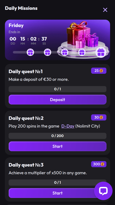 Ignibet Casino Daily Missions Mobile