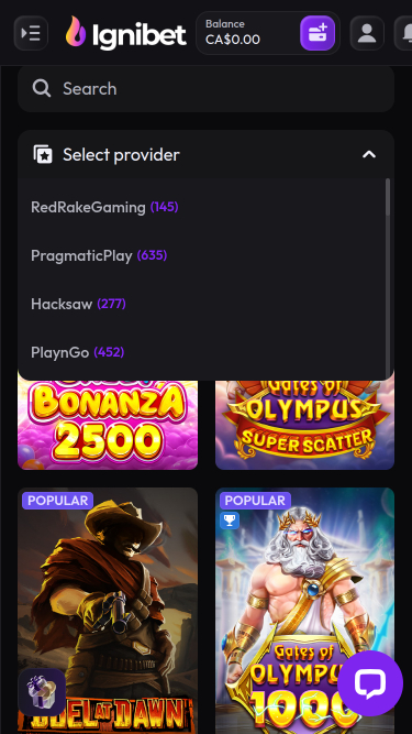 Ignibet Casino Game Developers Mobile