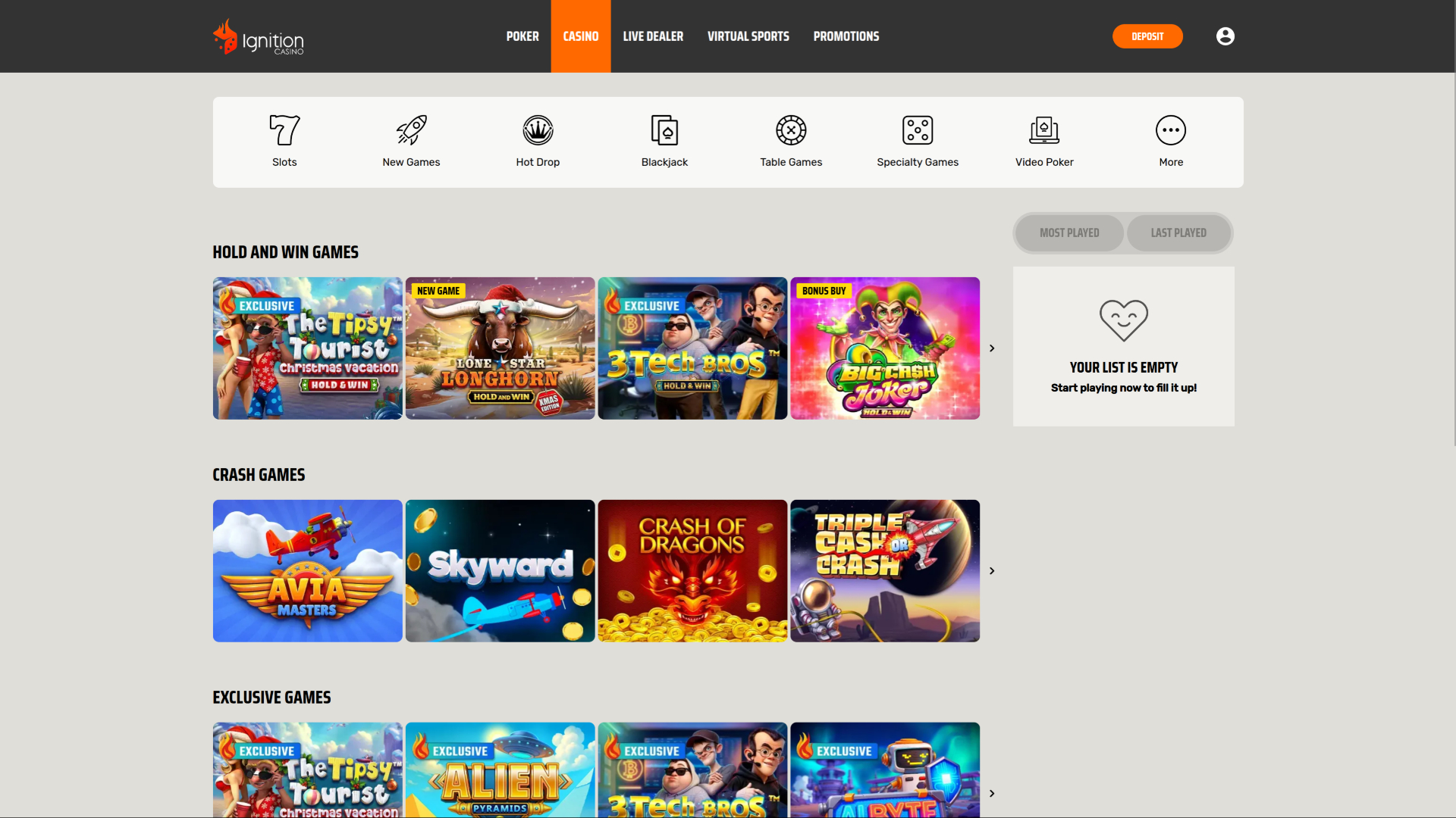 Ignition Casino Desktop Games