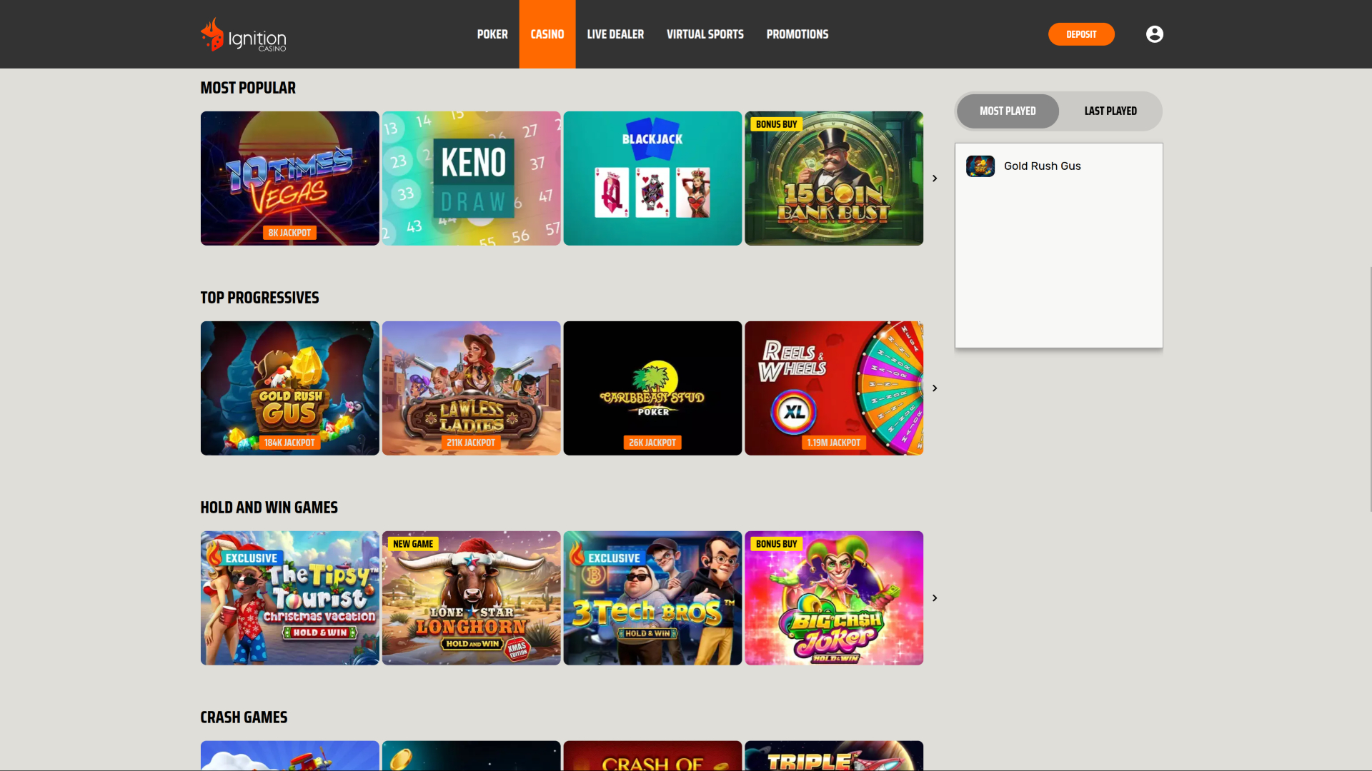 Ignition Casino Desktop Jackpot