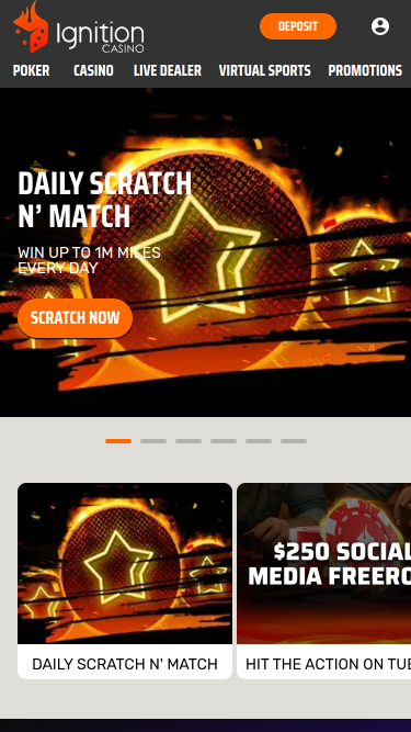 Ignition Casino Mobile Homepage