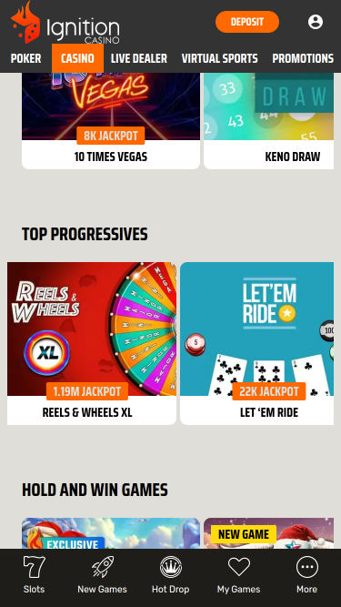 Ignition Casino Mobile Jackpot