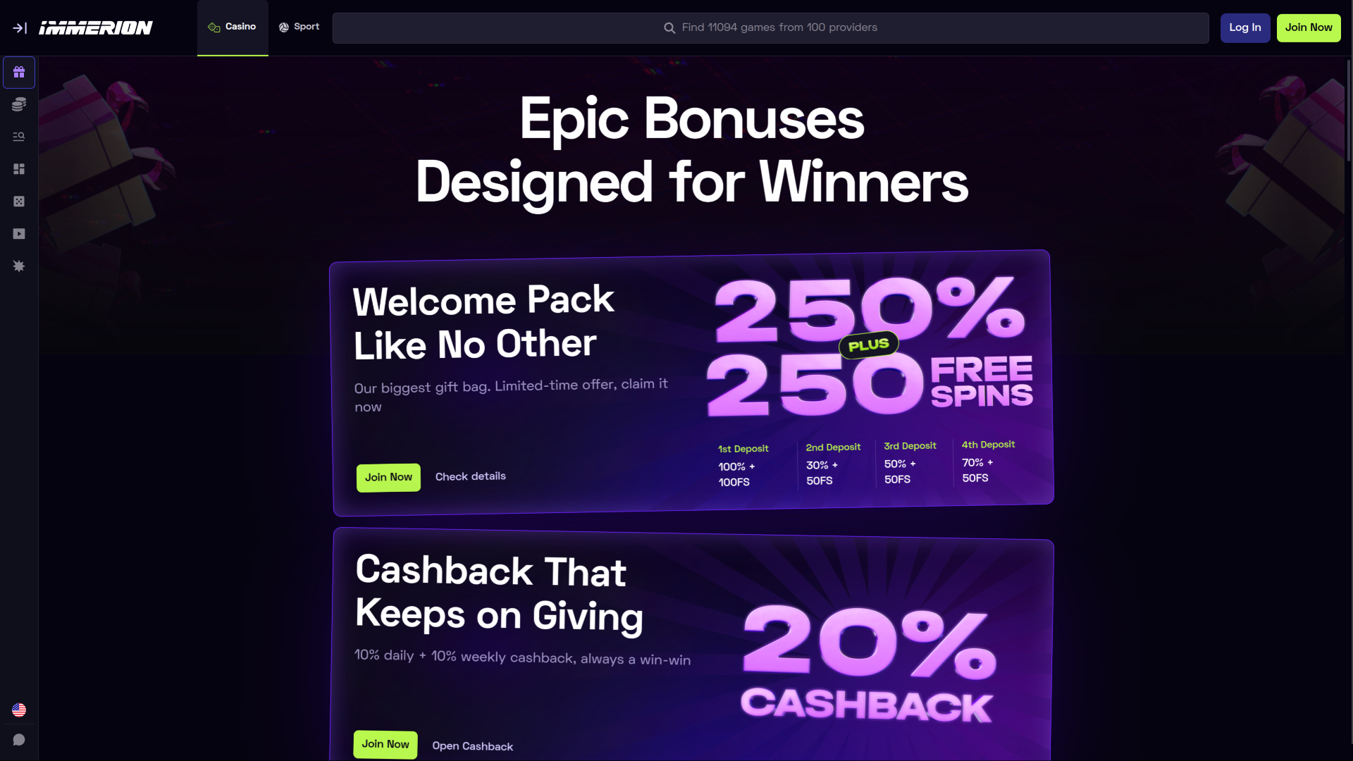 Immerion Casino Desktop Promotions