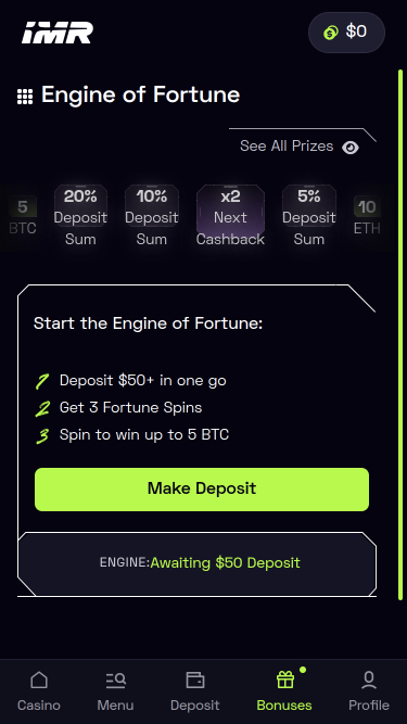 Immerion Casino Mobile Engine of Fortune