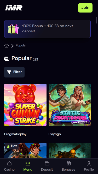 Immerion Casino Mobile Games