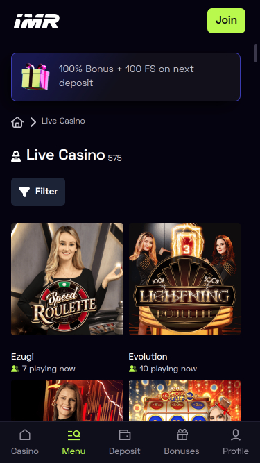 Immerion Casino Mobile Live Dealer