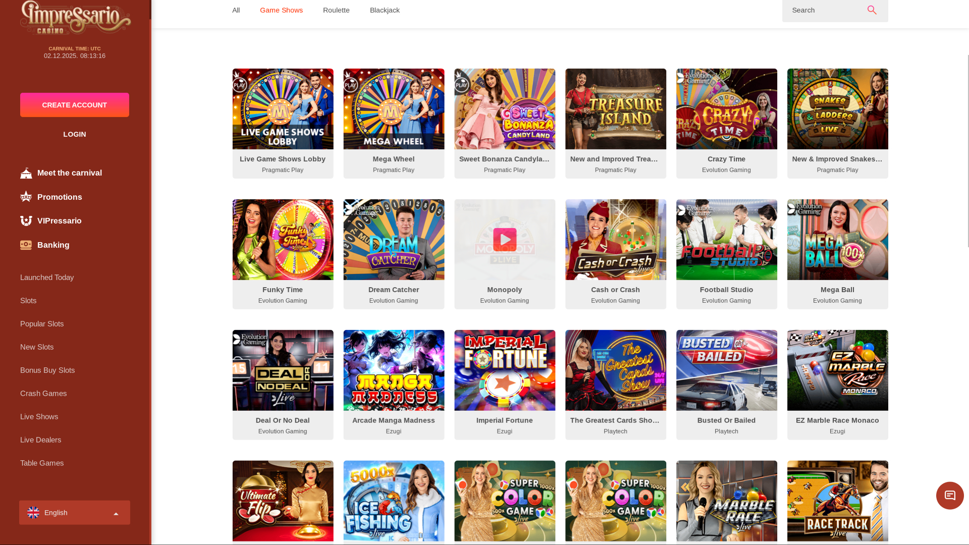 Impresario Casino Desktop Game Shows