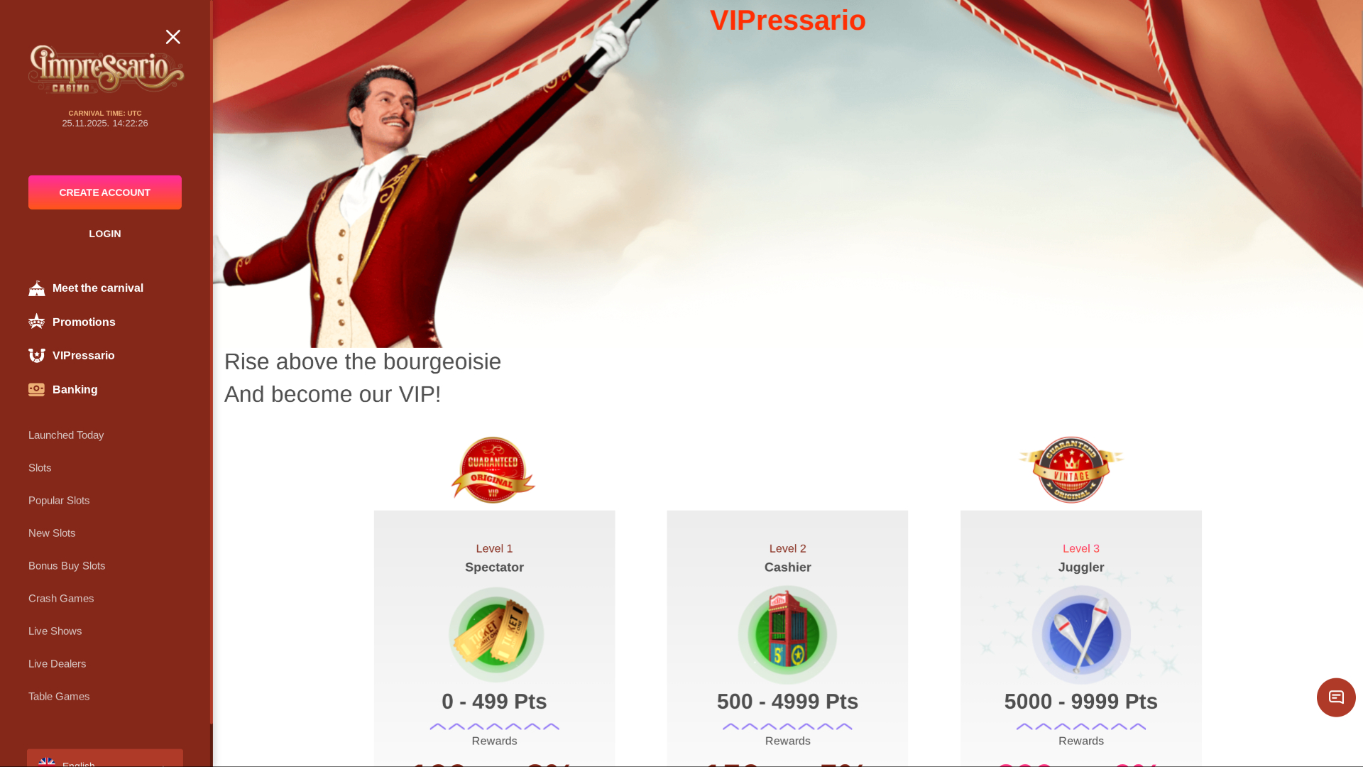Impressario Casino VIP Program