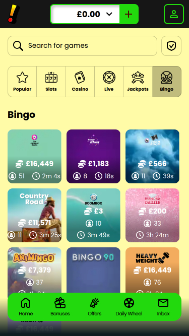 Incredible Spins Casino Mobile Bingo