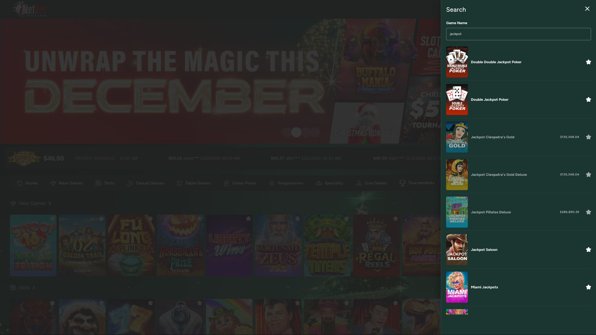 INetBet Casino Desktop Jackpot