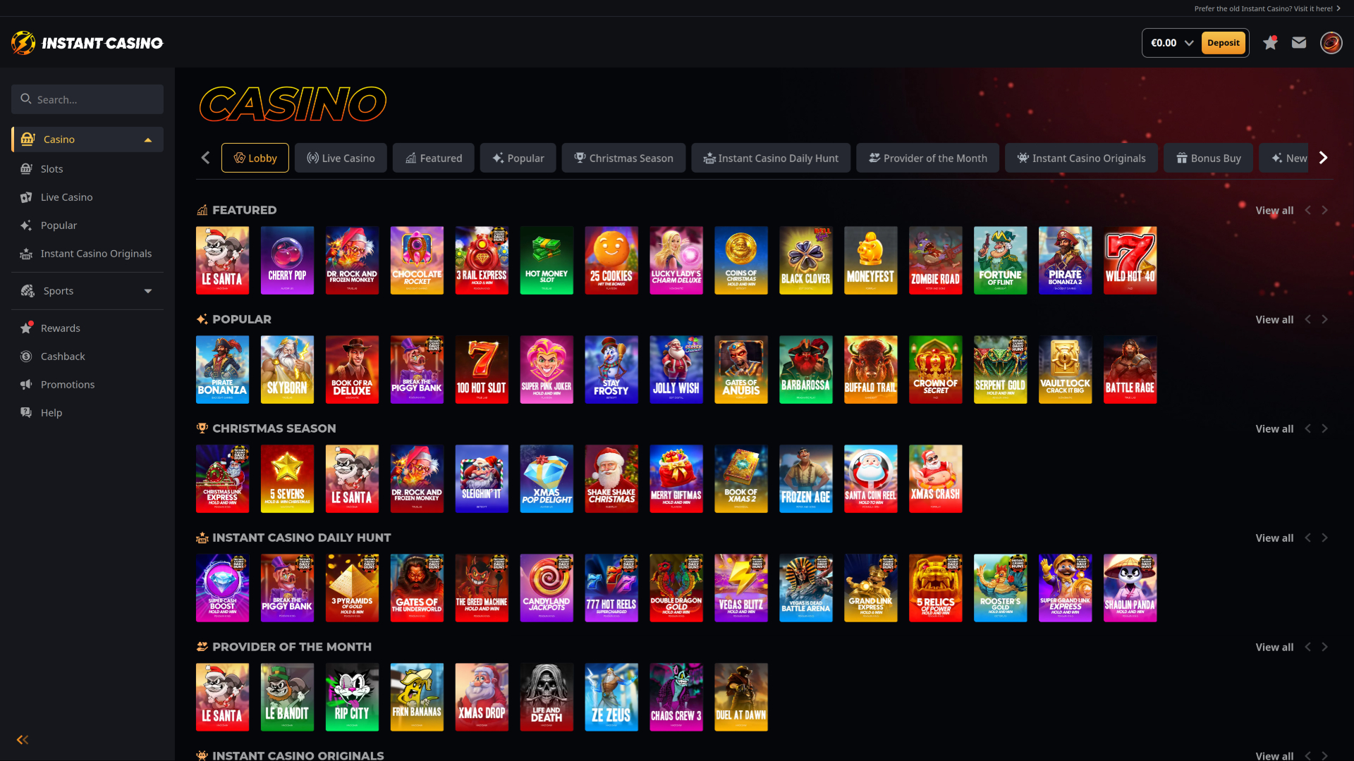 Instant Casino Desktop Games