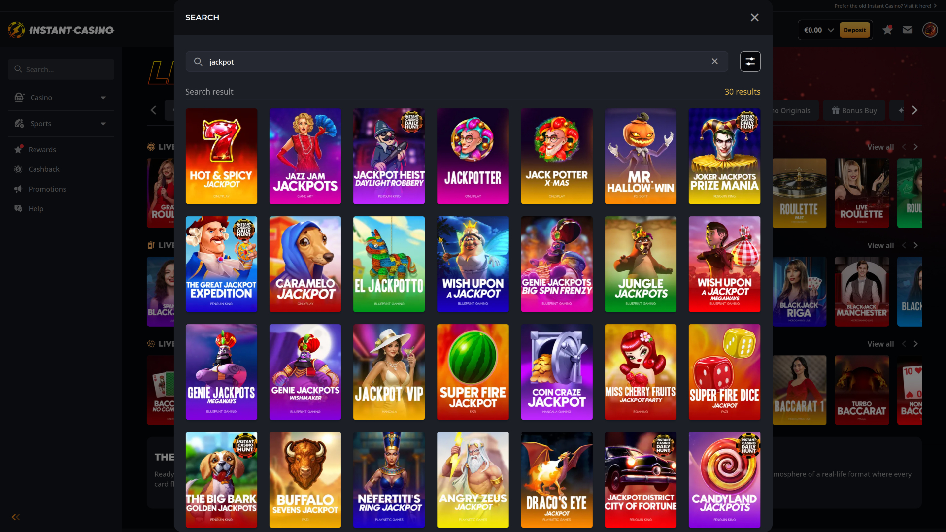 Instant Casino Desktop Jackpot