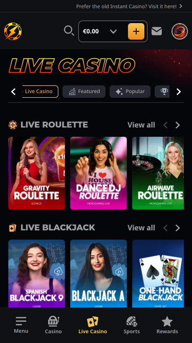 Instant Casino Mobile Live Dealer