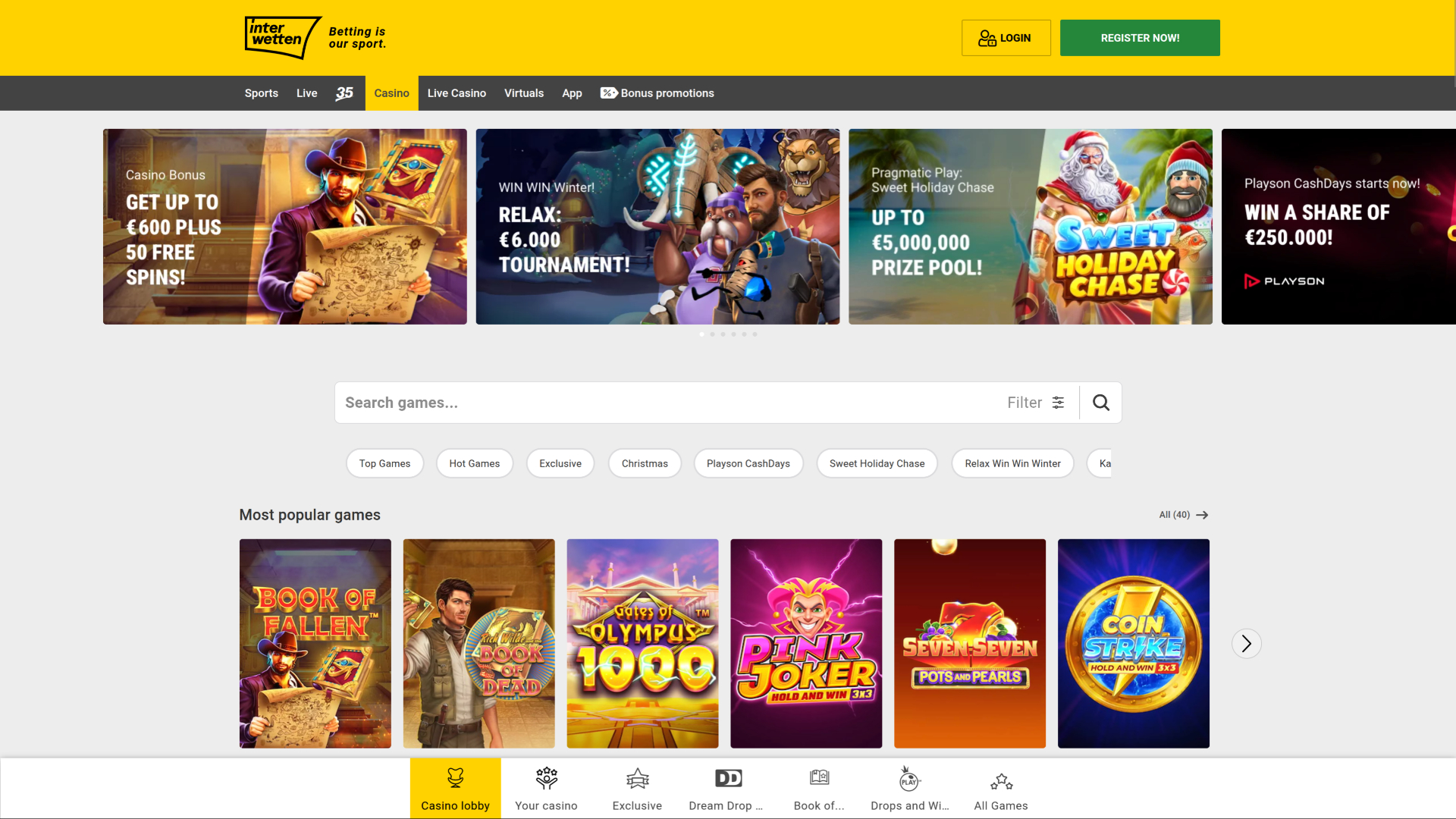 Interwetten Casino Desktop Homepage