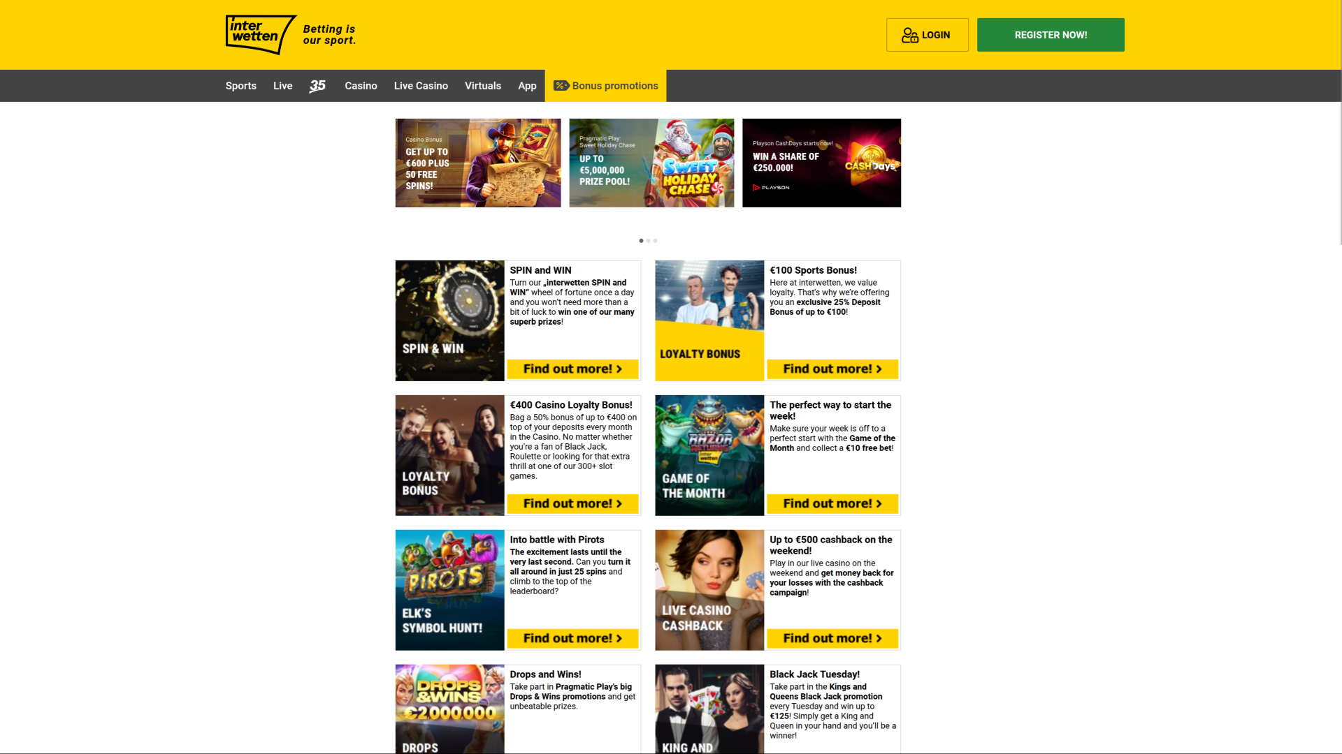 Interwetten Casino Desktop Promotions