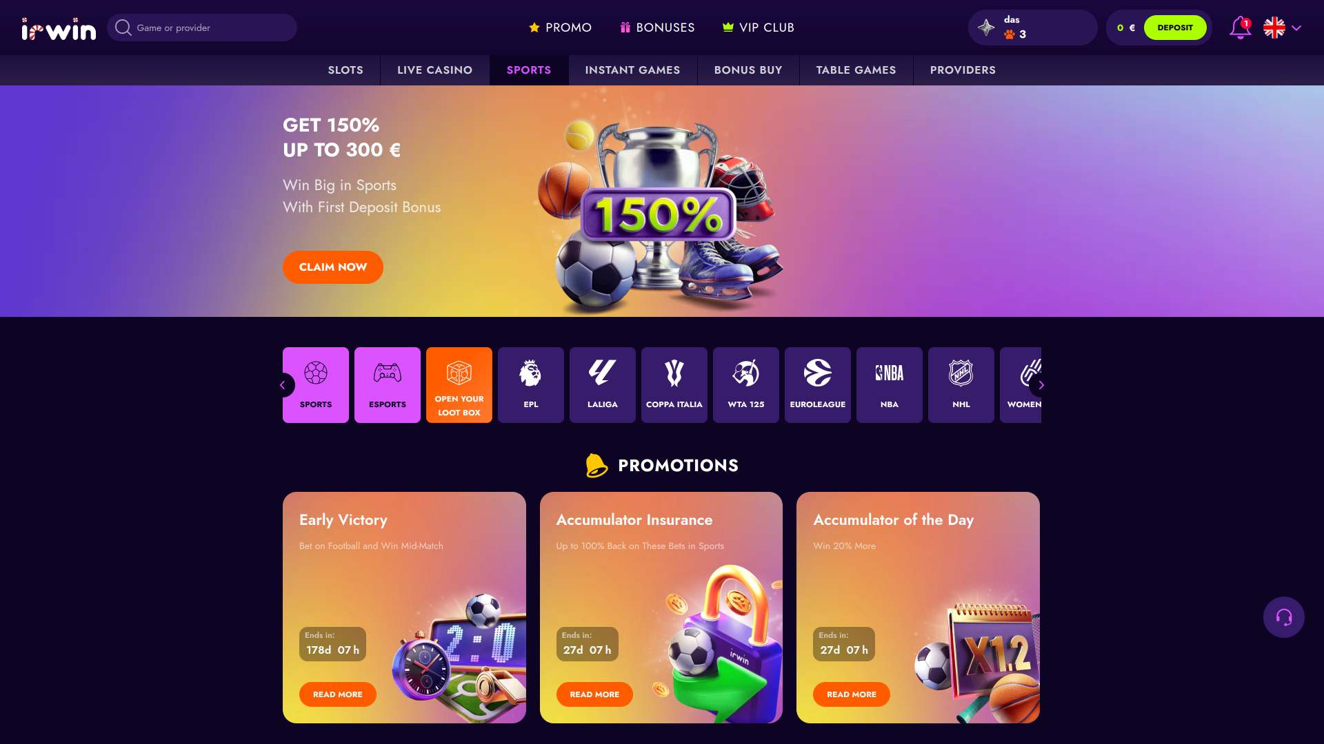 Irwin Casino Desktop Sports