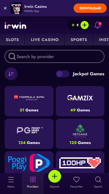 Irwin Casino Mobile Game Developers