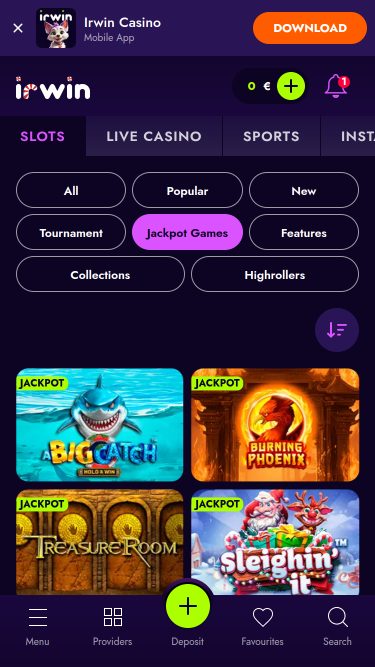 Irwin Casino Mobile Jackpot