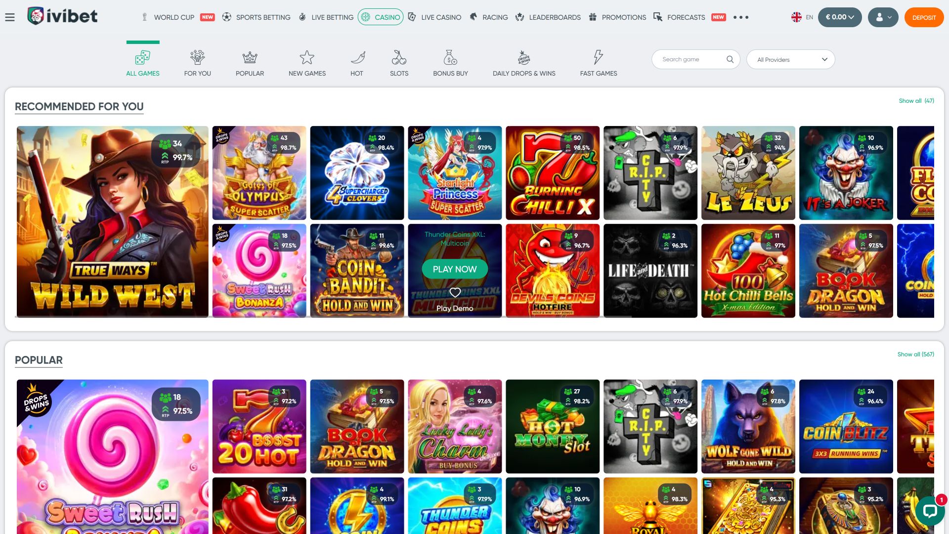 Ivibet Casino Desktop Games