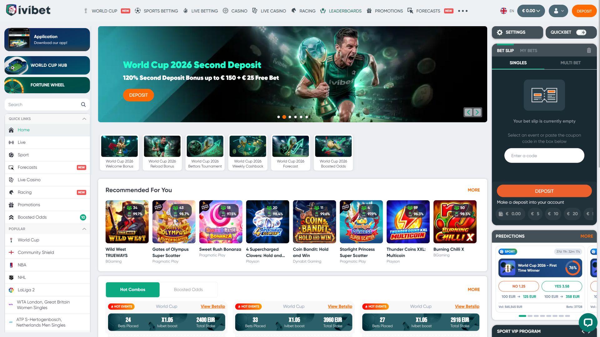 Ivibet Casino Desktop Homepage