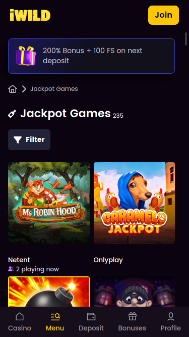 iWild Casino Jackpot Mobile