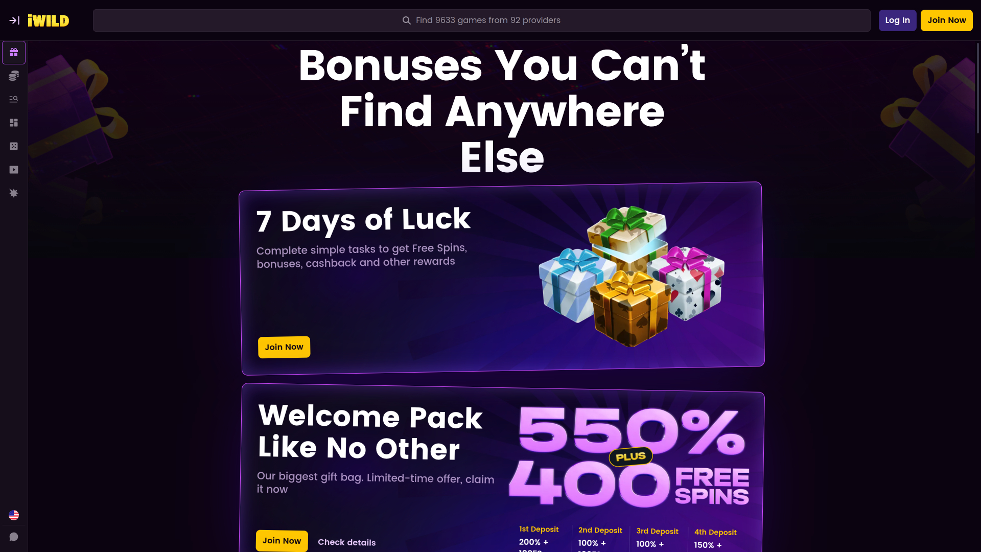 iWild Casino Promotions Desktop