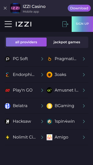 Izzi Casino Mobile Game Developers