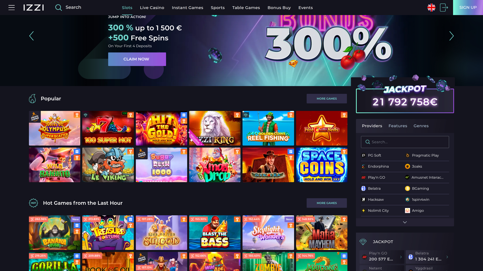 Izzi Casino Desktop Games