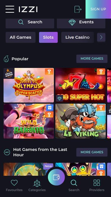 Izzi Casino Mobile Games