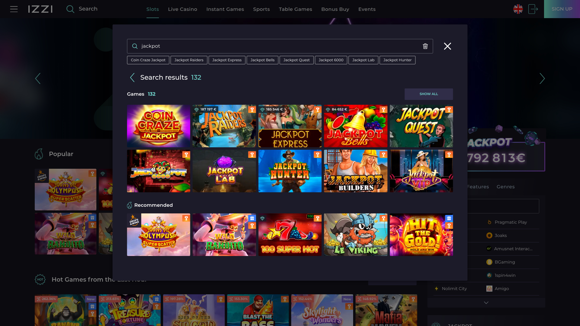 Izzi Casino Desktop Jackpot