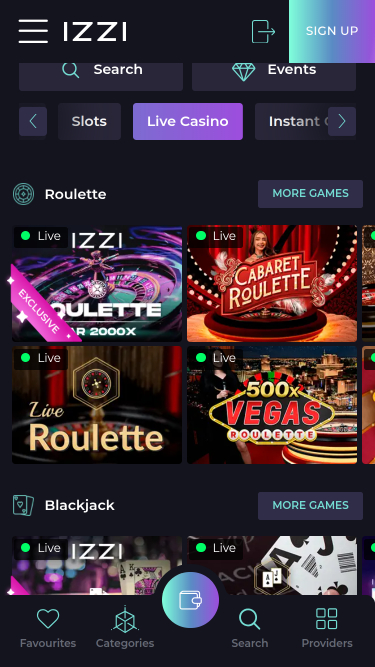 Izzi Casino Mobile Live Dealer