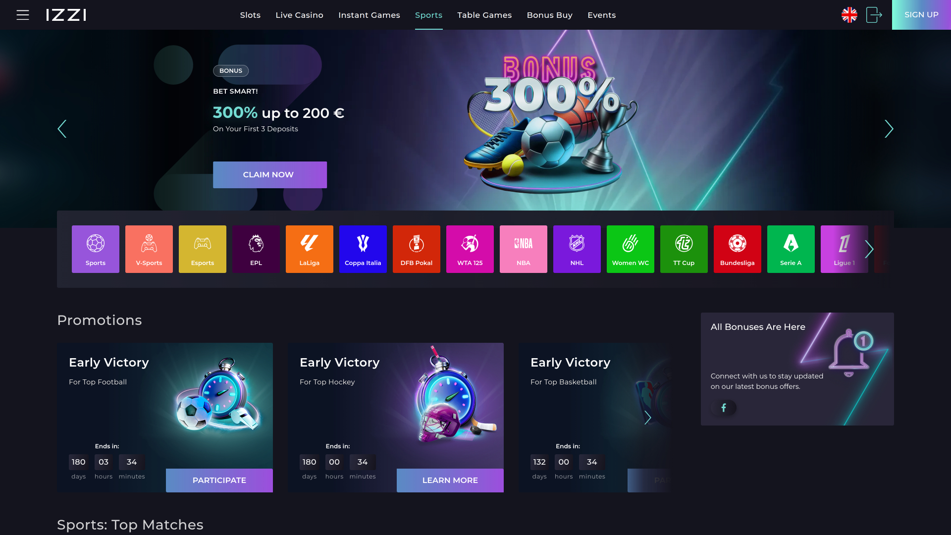 Izzi Casino Desktop Sports