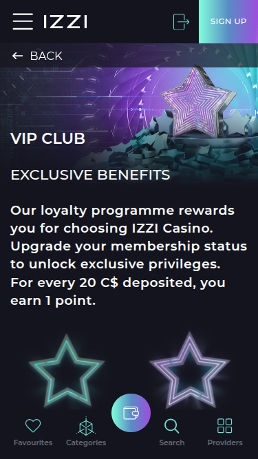 IZZI Casino Mobile VIP Program