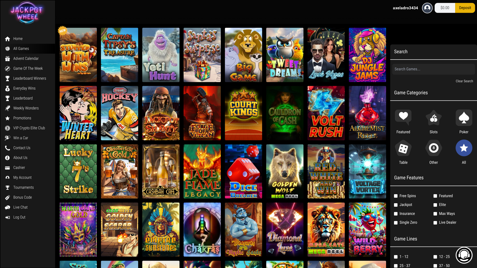 Jackpot Wheel Casino Games Desktop